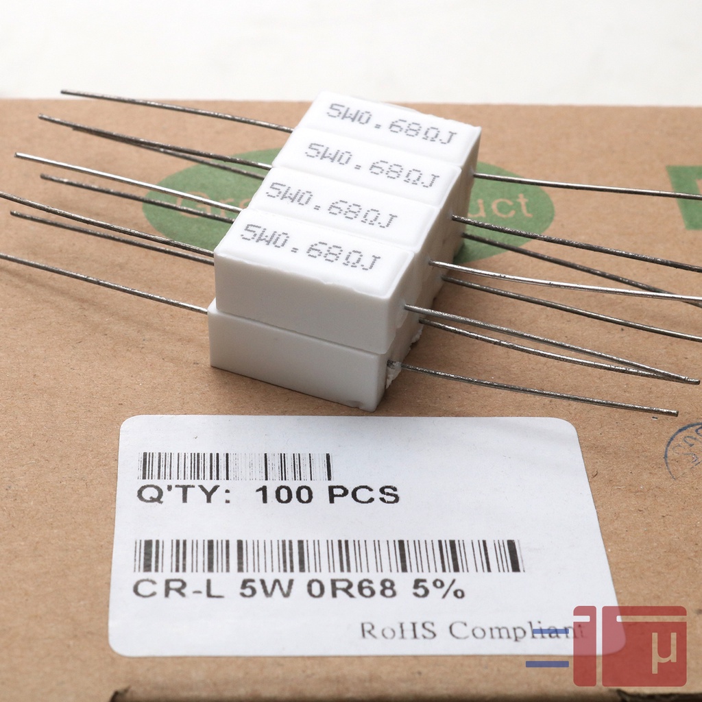 Resistor Kapur 0.68R 0.68 Ohm 5W Taiwan Kaki Tembaga