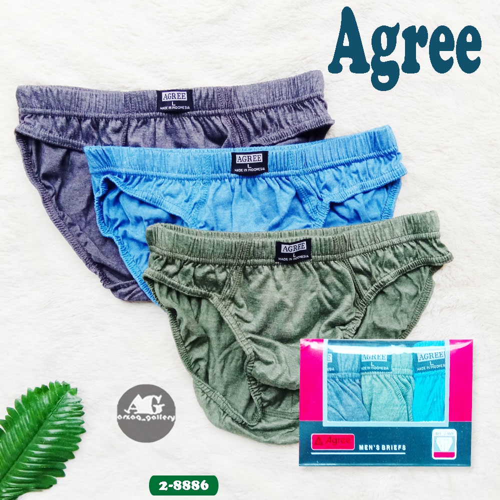 [ isi 3pc] CD AGREE art 2-8886 | CD / Celana dalam pria dewasa segi tiga karet kerut /agree 8886 |Cd | Celana dalam