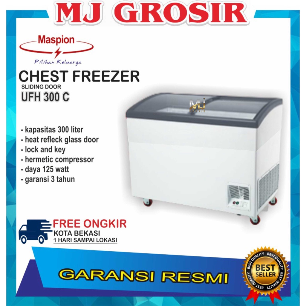 MASPION UFH 300 C CHEST FREEZER BOX 300 LITER LEMARI PEMBEKU SLIDING
