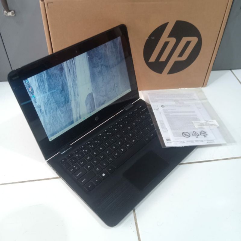 Laptop 2 in 1 Merk HP Pavilion 11-ab128TU Convertible X360 Celeron N4000 Ram 4GB HDD 500GB flip Tablet Tochscreen Fullset dus-4
