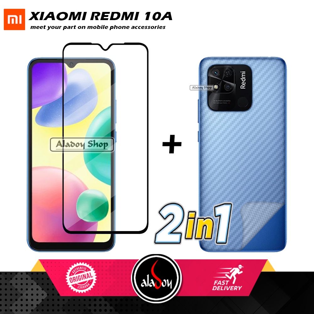 PAKET Tempered Glass + Skin Carbon Film 3D Xiaomi Redmi 10A 2022