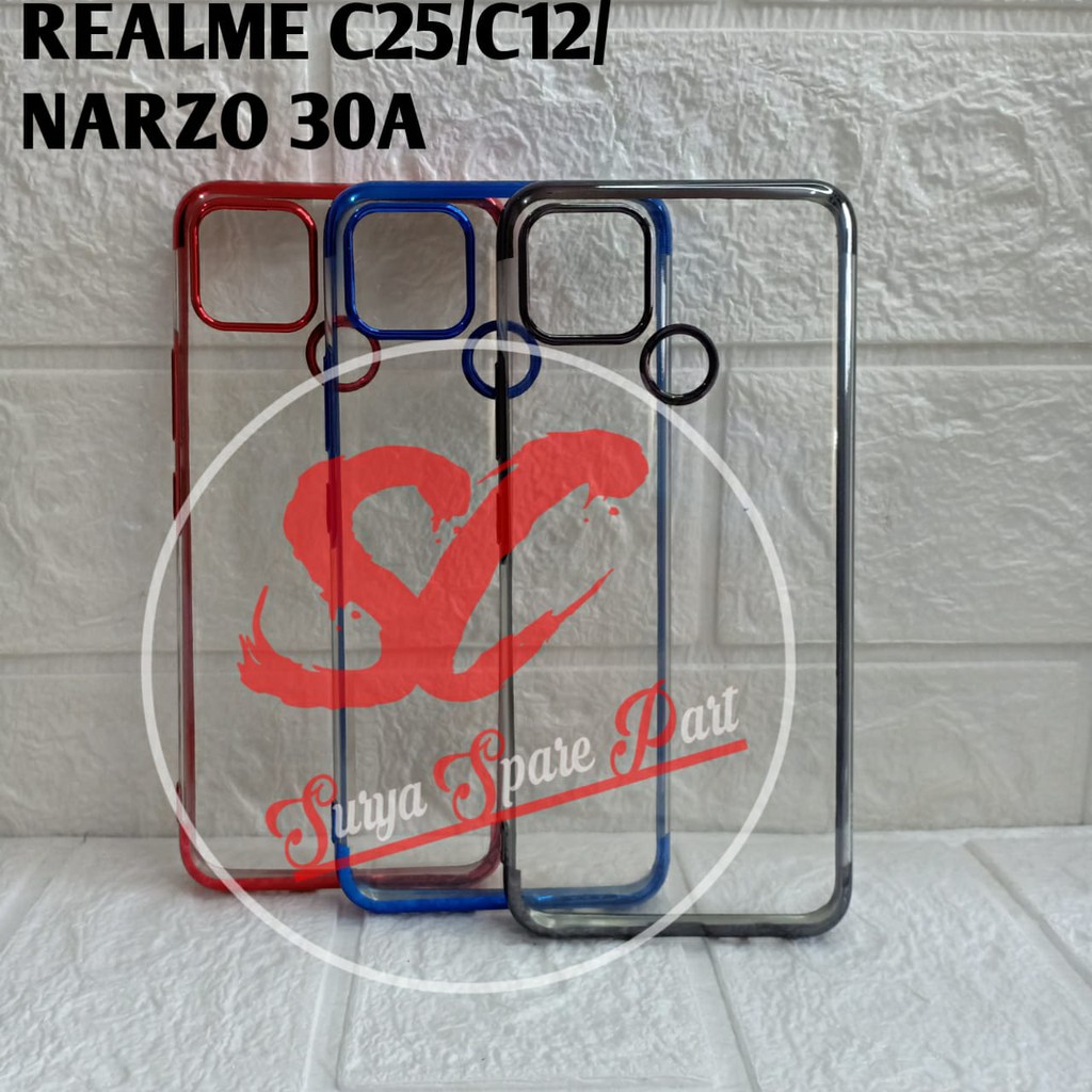 Shining Chrome Tpu Case Clear Silicone Case Realme C25 C12 Narzo 30A - SC