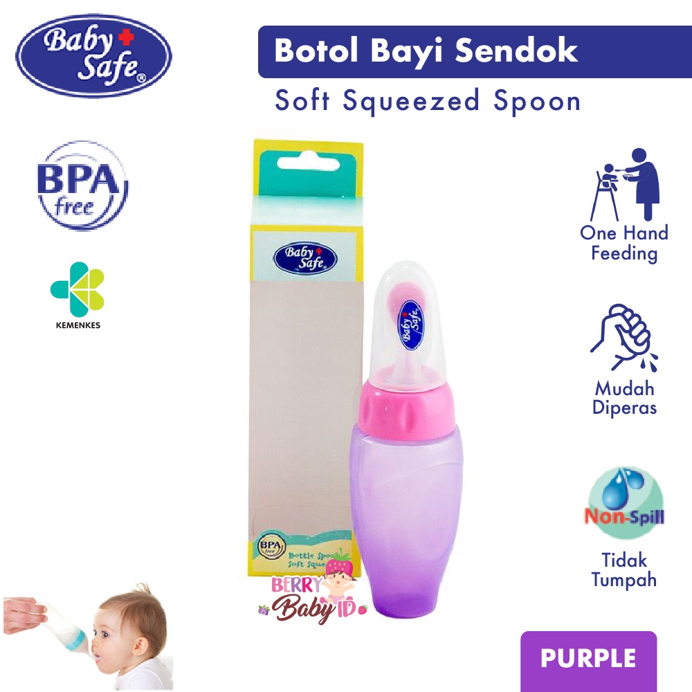 Baby Safe Botol Sendok Bayi Bottle Spoon Soft Squeeze BBS011 Berry Mart