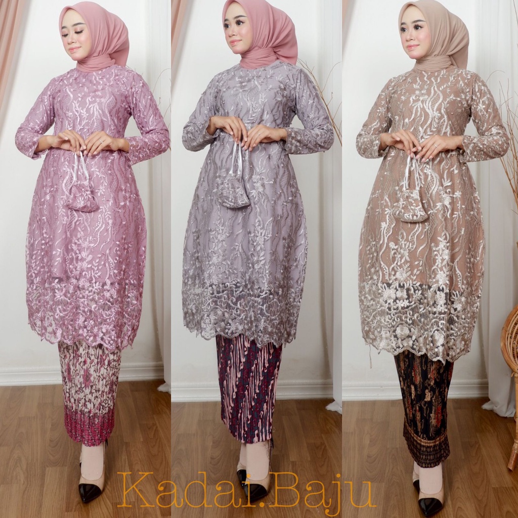 Kadai.baju / Kebaya tille mutiara / Kebaya brukat shanum / Kebay jumbo wanita / Tunik wisuda Size M L XL XXL