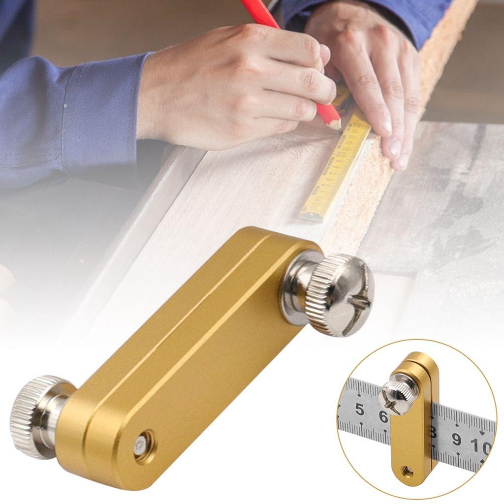 Lanfy Penggaris Woodworking Scriber 1pcs Golden Aluminium Alloy Untuk Gauging, Menggambar Hadiah Tukang Kayu Blok Posisi Penggaris Baja