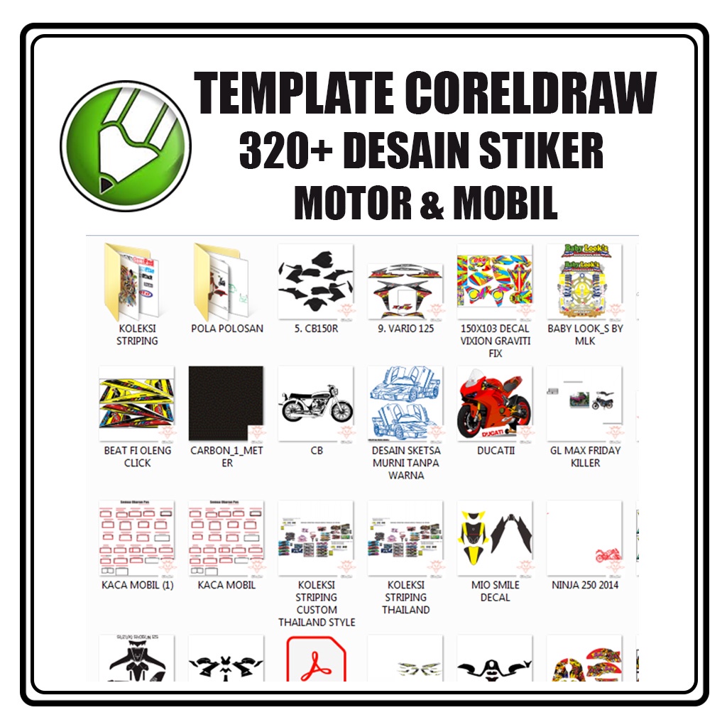 320+ Template Desain Stiker Motor &amp; Mobil CorelDraw siap edit