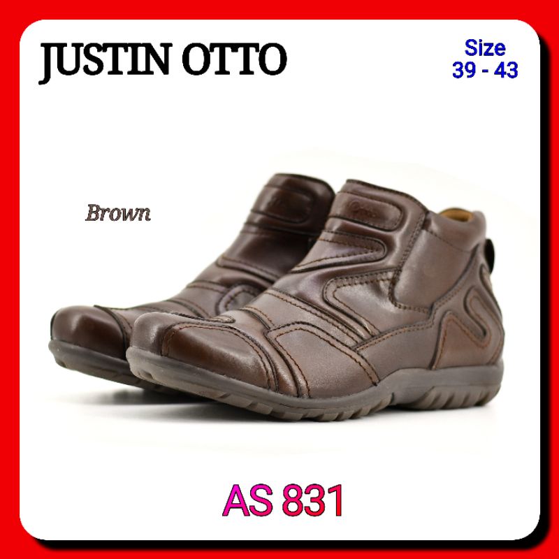 Sepatu Casual Boot Pria Justin Otto AS 831 Kulit Asli