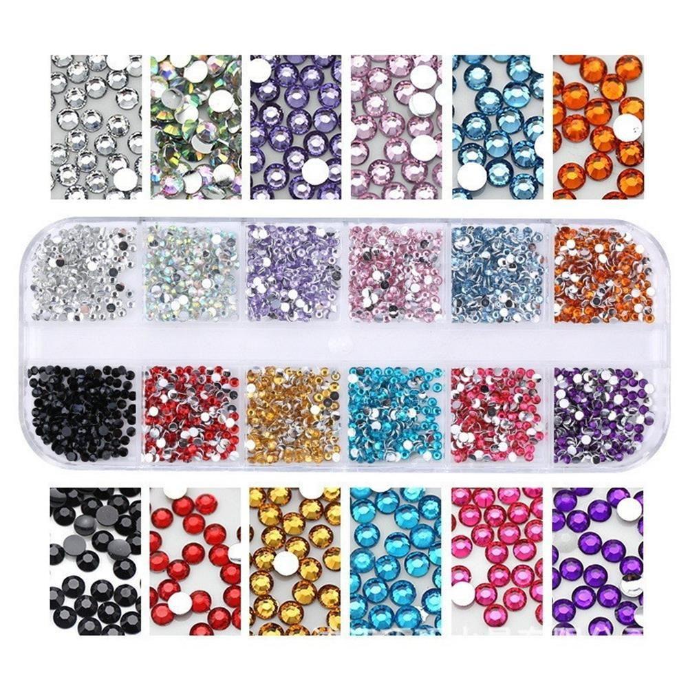 Berlian Imitasi Akrilik 12 Sekat Untuk Dekorasi Nail Art