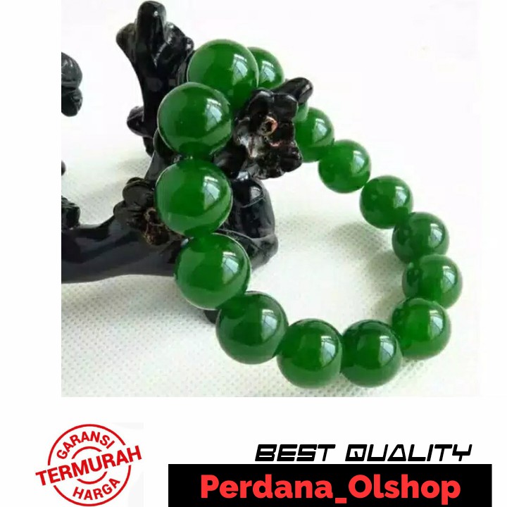 Gelang kesehatan Batu Alam Pria Wanita Cowok Cewek Akik Giok Hijau Asli 10 Mm Natural Green Jade