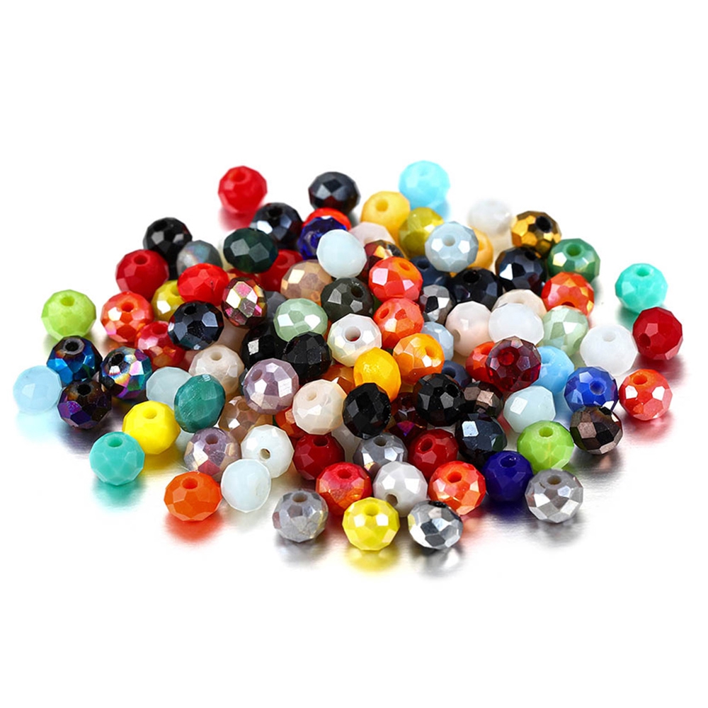 70-300 Pcs Manik-Manik Kaca Kristal Warna-Warni Ukuran 3 / 4 / 6 / 8mm Untuk Membuat Perhiasan Gelang