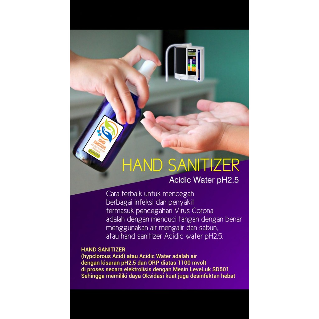 HAND SANITIZER STRONG ACIDIC WATER pH 2.5