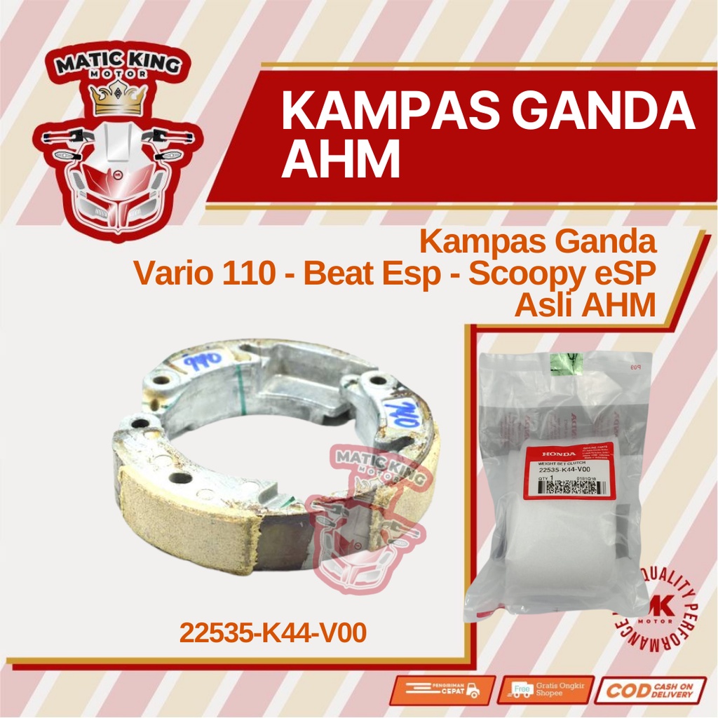 Kampas ganda kopling Honda Beat Scoopy Spacy Fi ESP asli  AHM 22535-K44-V00