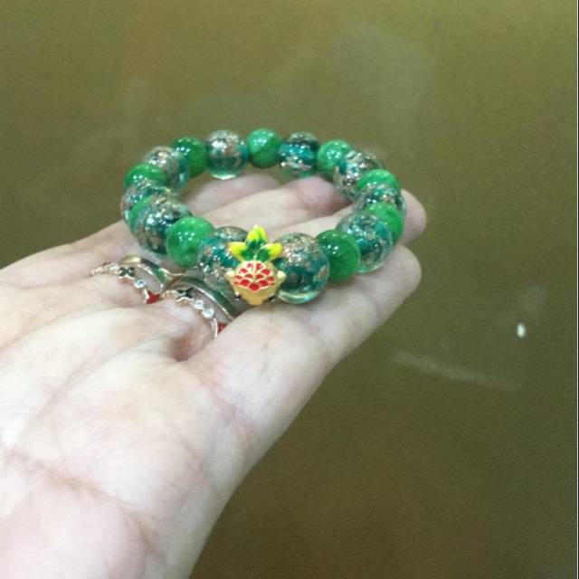 Gelang batu giok kombinasi emas 24k