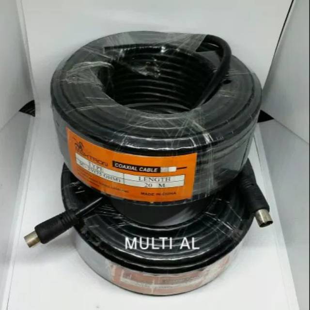 Kabel antena tv 5C Maxtron hitam 20meter kabel antena tv jadi