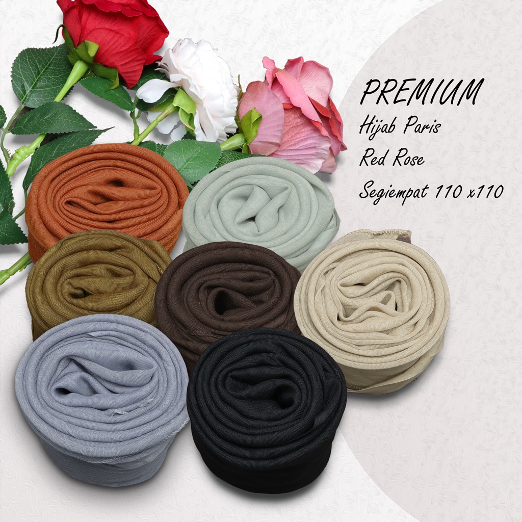 Red Rose Hijab Paris Premium Warna Hitam, Abu, Coklat dan Putih
