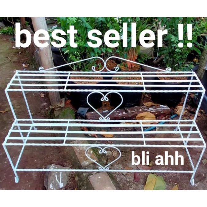 PROMO  RAK BESI POT BUNGA 2 SUSUN BESAR