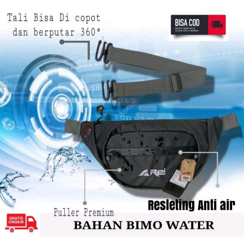 Tas Waistbag Waterproof Tas Anti Air Tas Anti Hujan Resleting Tidak Tembus Air || tali copot