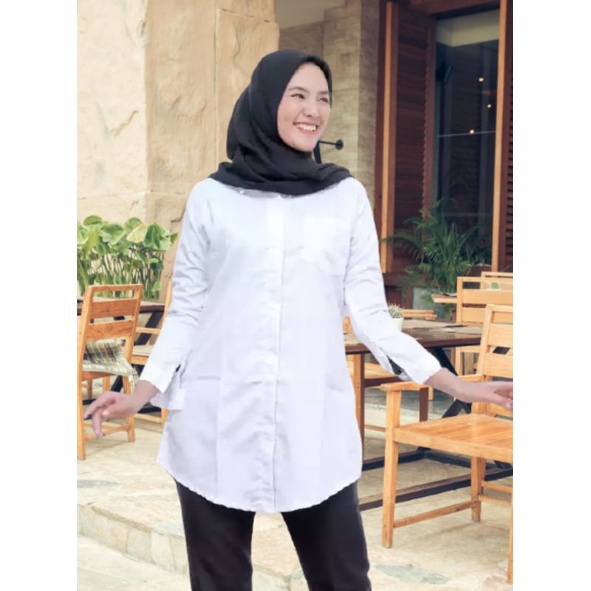  kemeja tunik putih polos  new fashion terbaru Shopee 