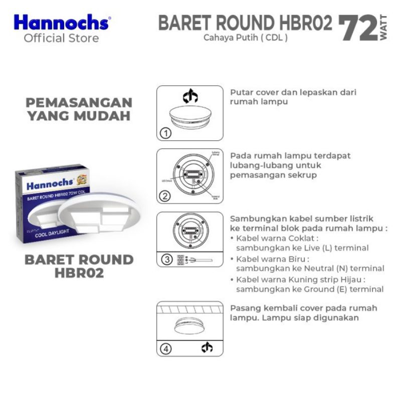 Lampu Hannochs LED BARET ROUND HBR02  72 Watt / Lampu Decorative LED Hannochs / Lampu Model Minimalis