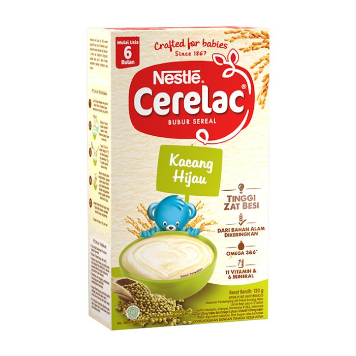 Nestle Cerelac Bubur Sereal Bayi Kacang Hijau, Risenutri - Kacang Hijau