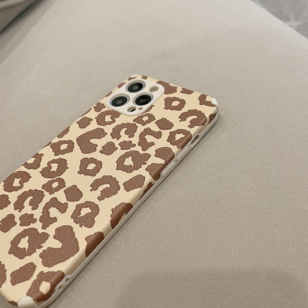 IPHONE Case Cover Handphone Lembut Serat Kulit Motif Leopard Untuk Iphone14 13 12 Mini11 Pro Max X XS XR 87 PLUS