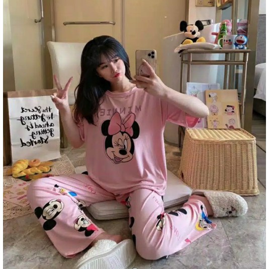 [ROZIE.WEAR] PIYAMA KOREA ORIGINAL/PAJAMAS IMPORT/SETELAN KOREA/TIDAK NERAWANG/JOGER KOREA/BAJU TIDUR-W17