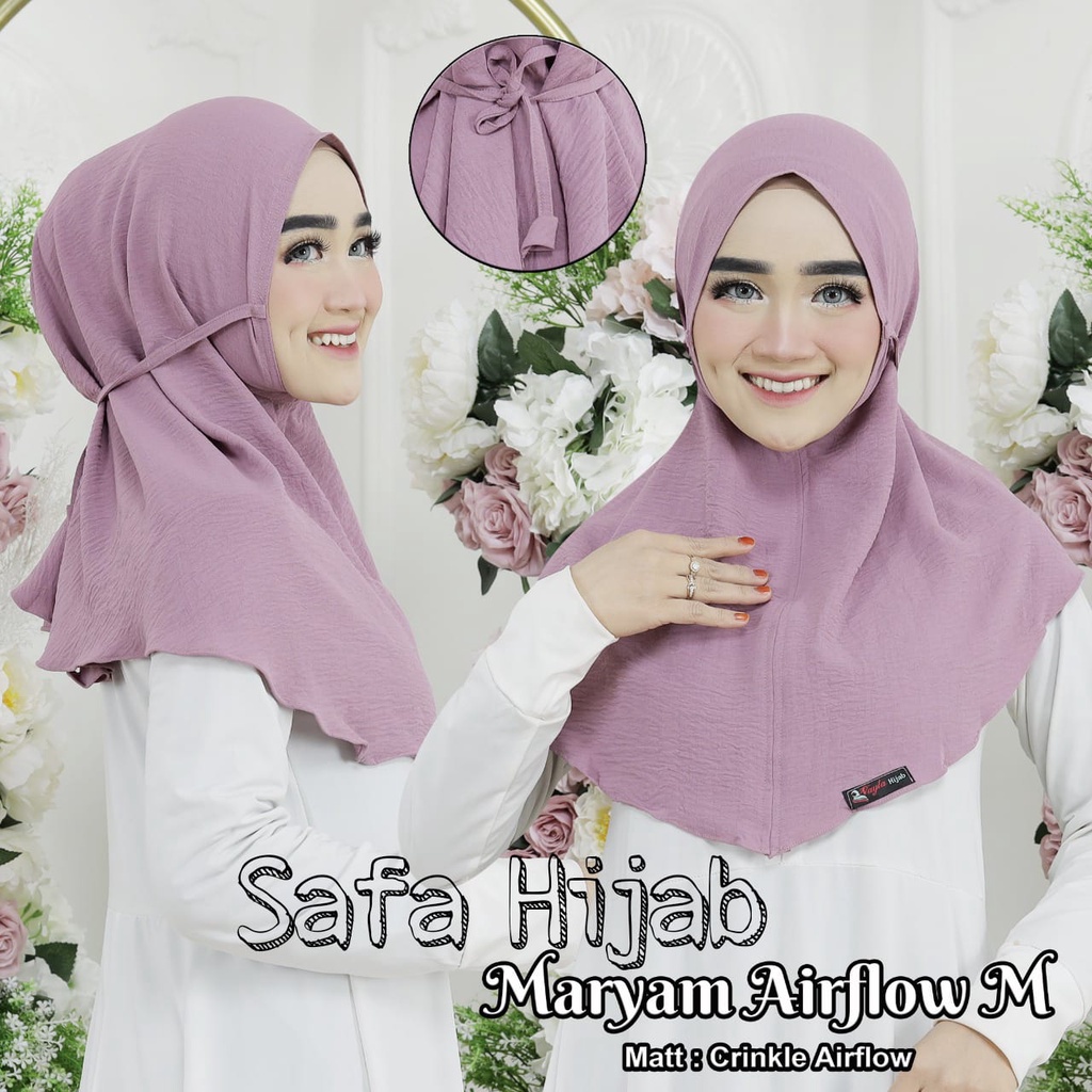 Bergo Maryam Air Flow Crinkle Khimar Airflow Crinkle premium M Hijab Instan Termurah SAFA Hijab