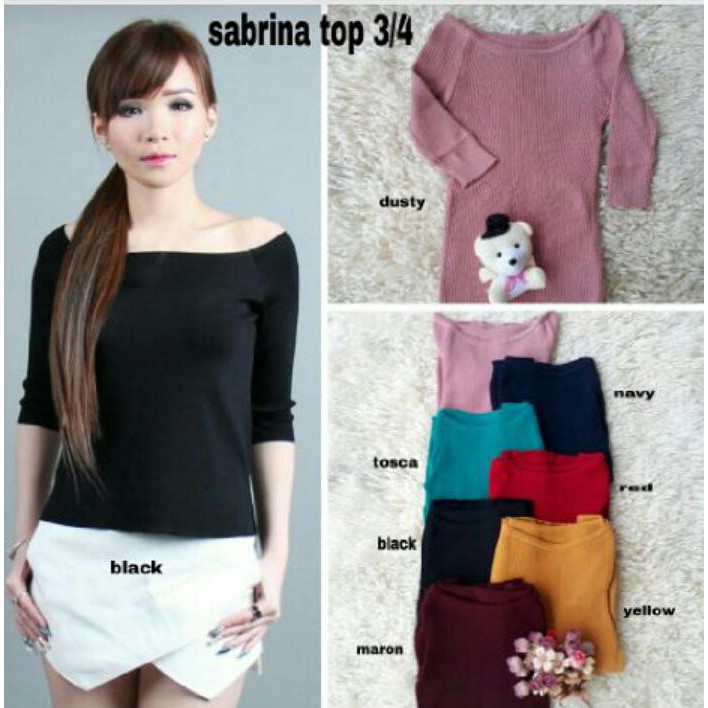 Q- BLOUSE SABRINA 3/4/ BLOUSE RAJUT/ TERBARU