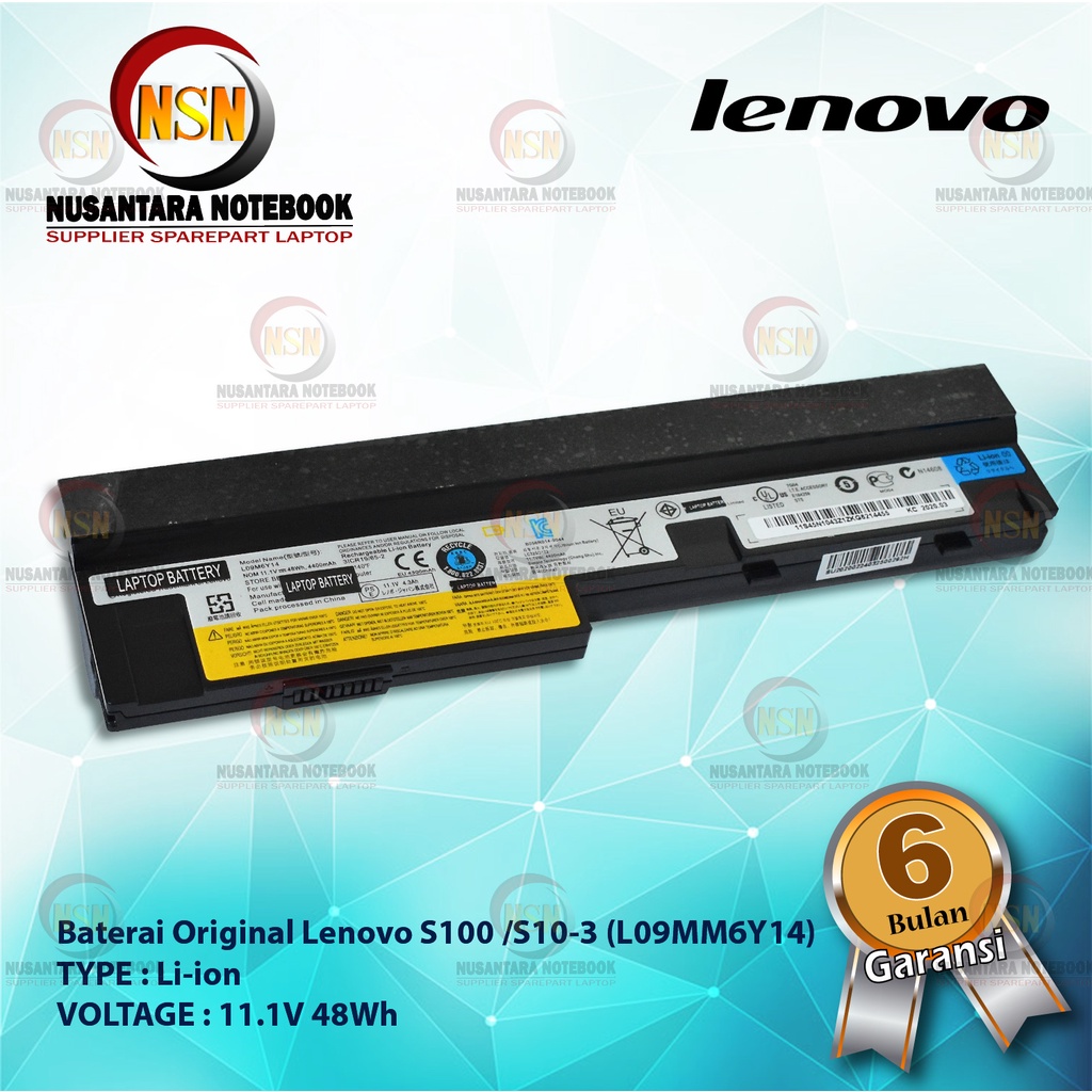 Baterai Laptop Original Lenovo S100/S10-3 L09MM6Y14 BLACK SERIES