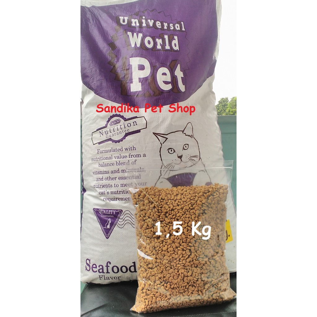 Makanan Kucing Cat Food Universal Repack Seafood 1 5 Kg Shopee