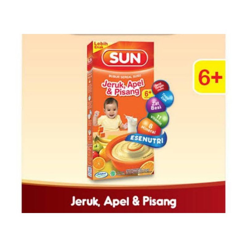 

Bubur SUN sereal jeruk apel 100gr & tim instan ati