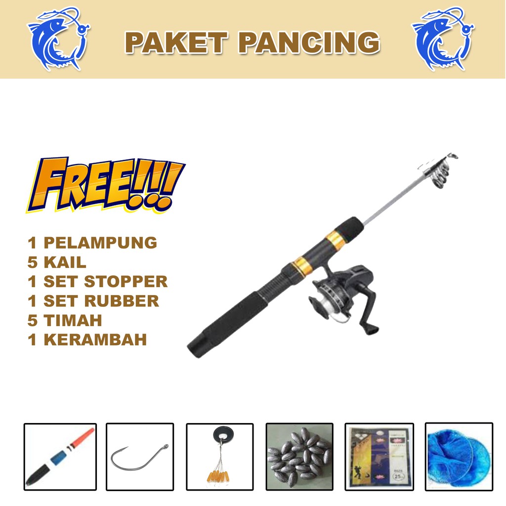 Paket komplit pancing joran antena 150cm