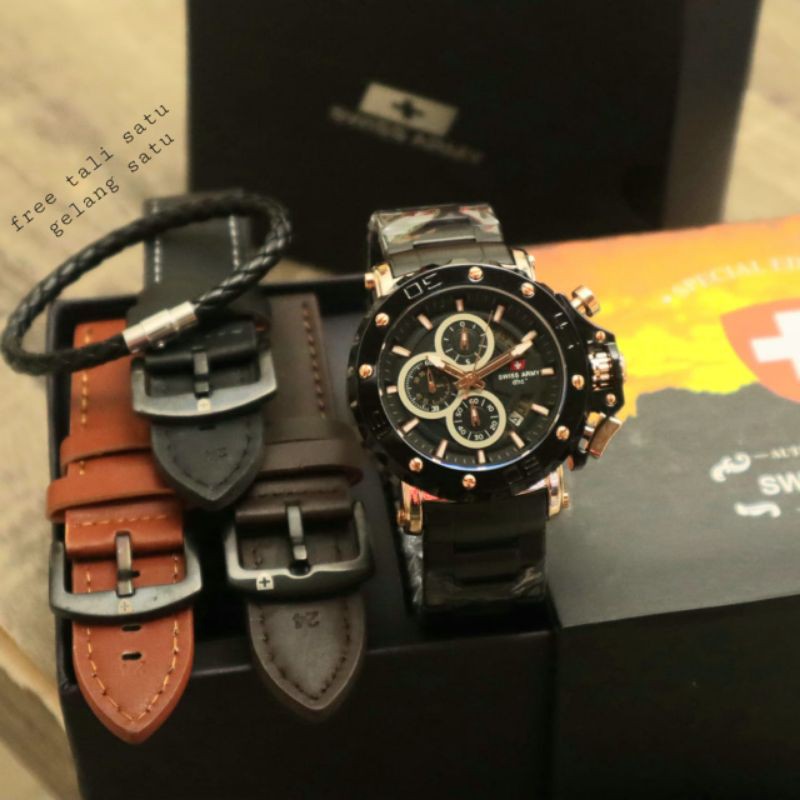 Jam Tangan Pria SA 2252 Chrono Tanggal Aktif - Free Batre Tali Gelang Box Original - Expedition