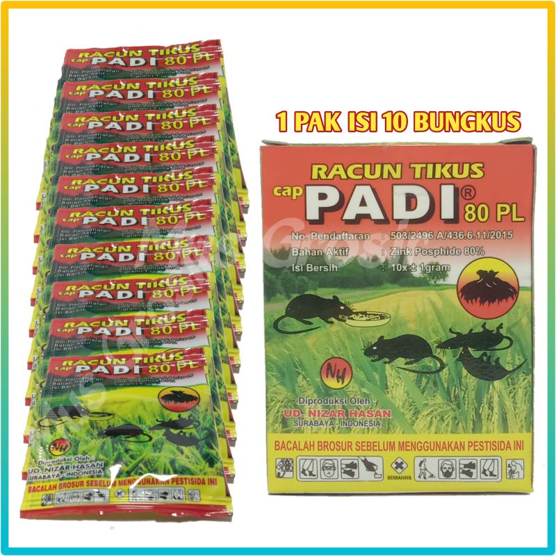 Racun Tikus Cap Padi Ampuh Pembunuh Pembasmi Tikus Perbox Isi 10 Bungkus