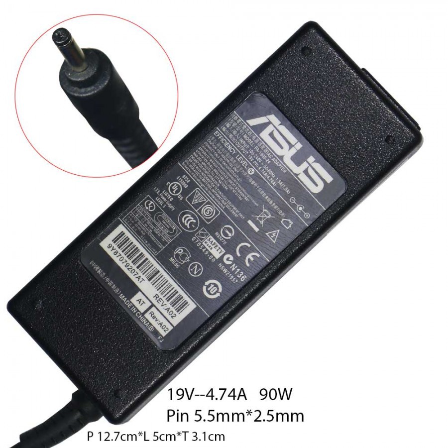 Adaptor Charger Asus A43 A42 K43 N46 X550 N56 X43 K45 X45 K52 X52 A85 X85 U31 U40 19v 4.74a