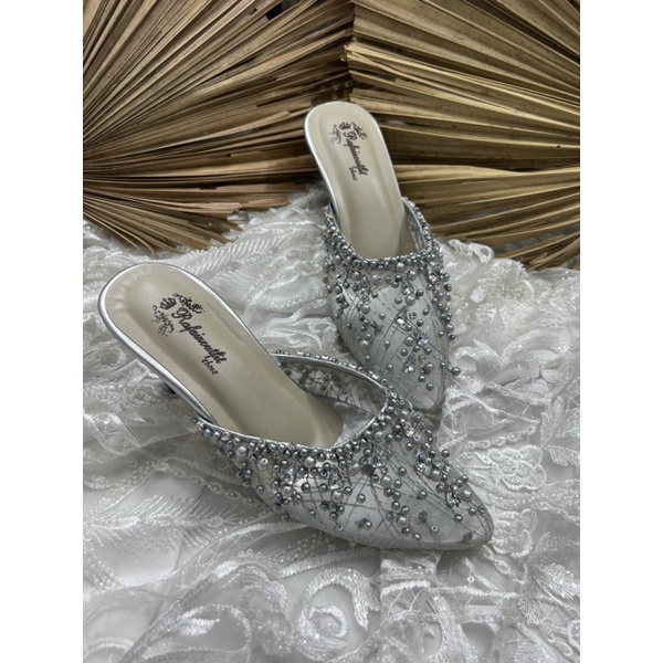 sepatu Rafaizoutfit sepatu wanita sepatu wedding sintya silver 7cm lancip