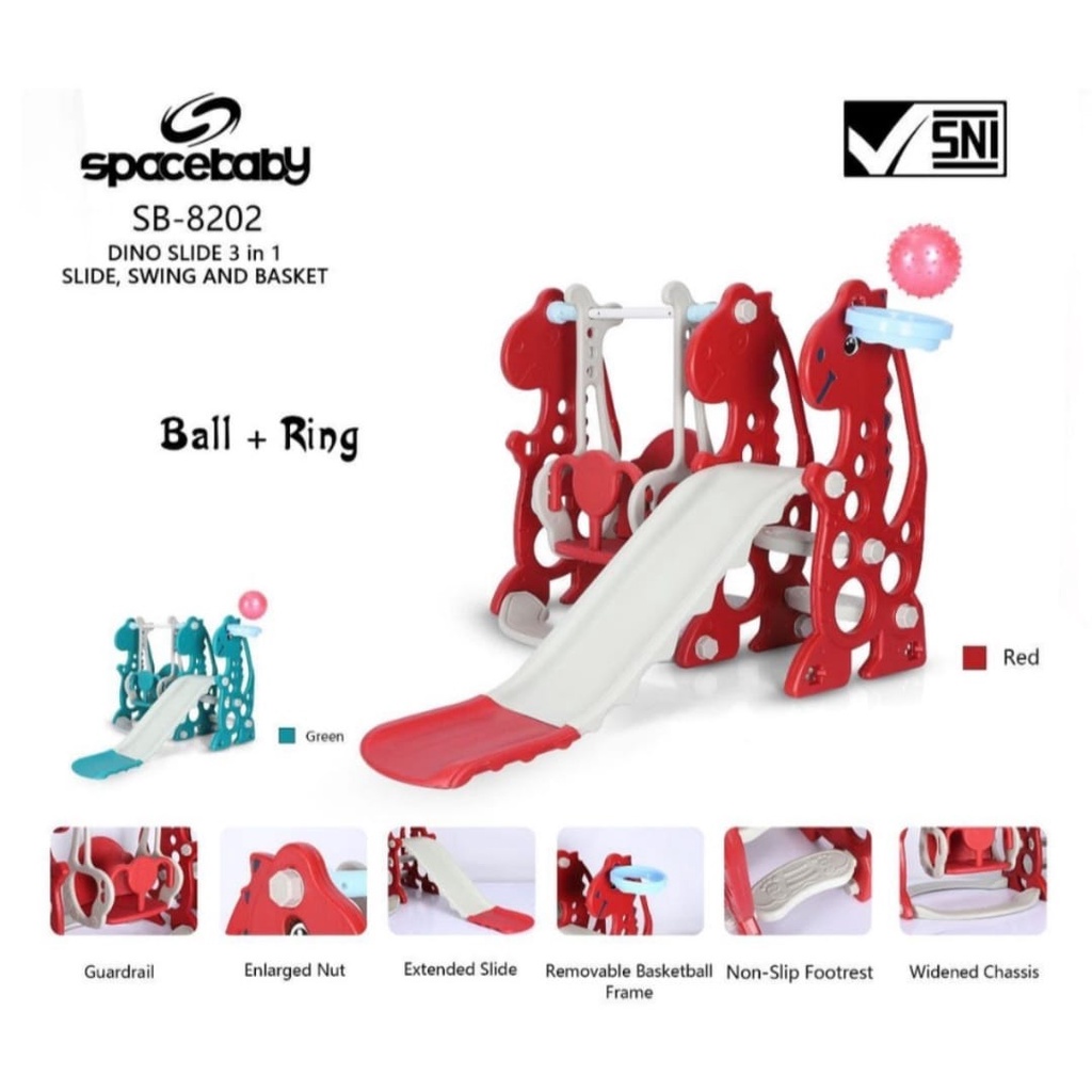 Space baby Mainan Anak Perosotan Ayunan Slide Dino SB 8202 Spacebaby Ayunan