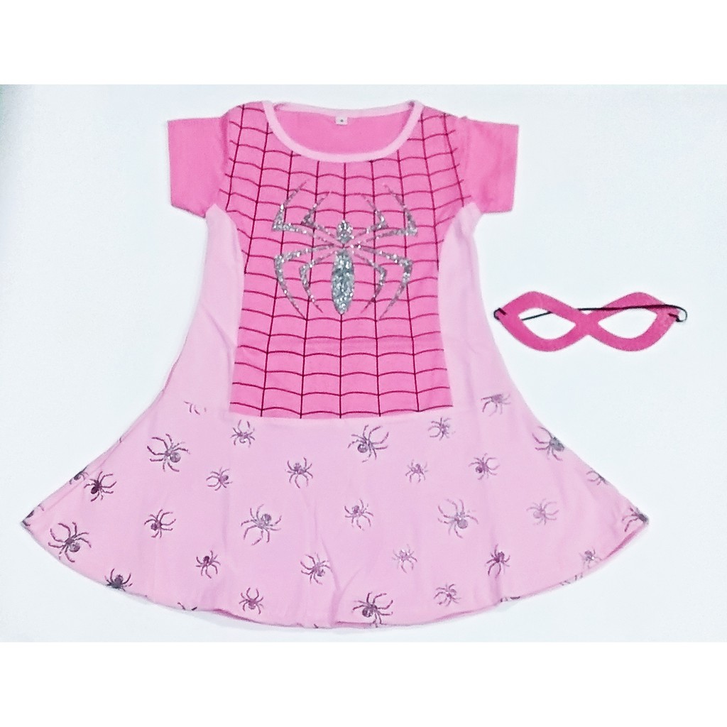 Dress Kostum Anak Superhero Spider Girl Pink Halloween