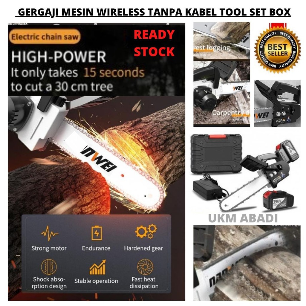 Gergaji Mesin Wireless Tanpa Kabel Cordless Chainsaw 398TV 111156