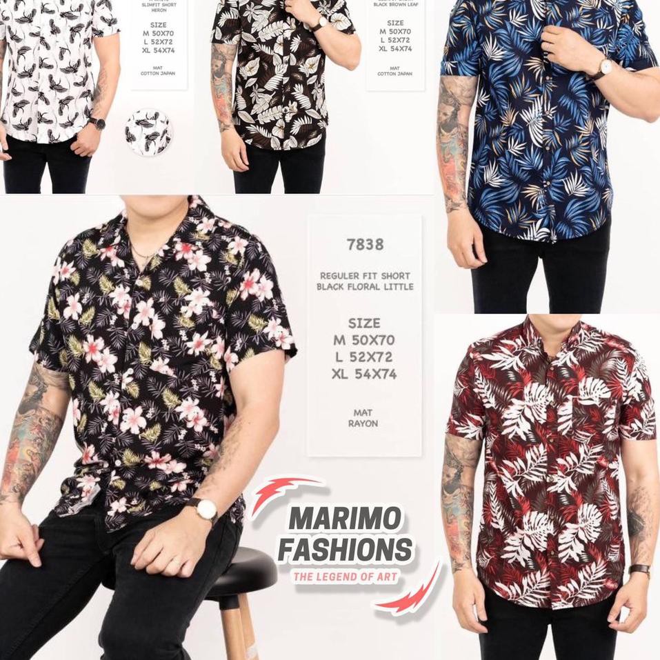 "Top Produk. Kemeja surfing pria lengan pendek cowok cewek / hem pantai motif bunga pria wanita /