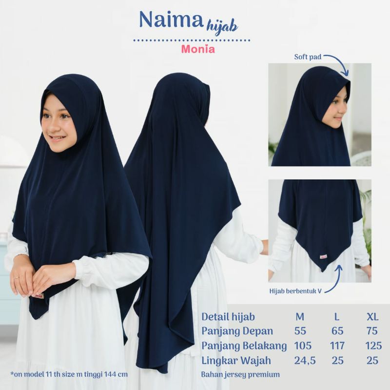 Naima Hijab by Monia Hijab Kids size MLXL | Hijab Syari Terbaru | Jilbab Syari