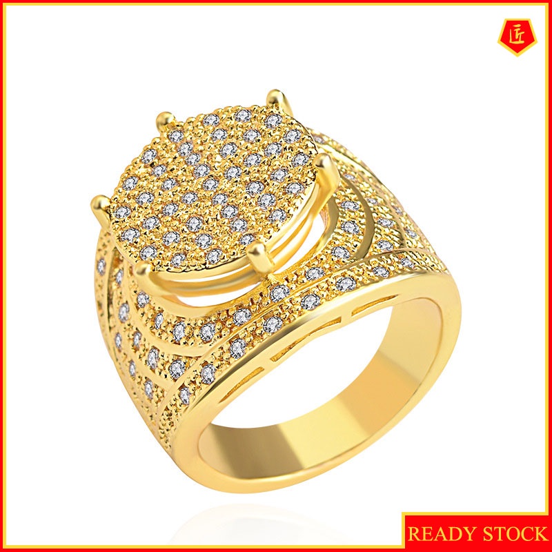 [Ready Stock]Women's 18K Gold Micro-Inlaid Diamond Ring