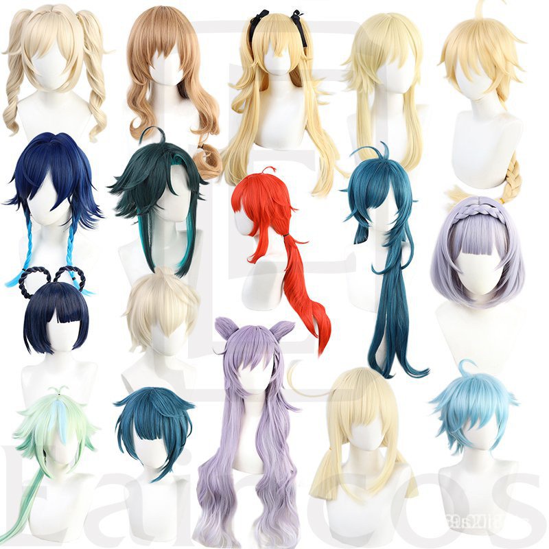 Genshin Impact Venti Keqing Barbara Diluc Kaeya Noelle Traveler Lumine Aether Amber Cosplay Wigs