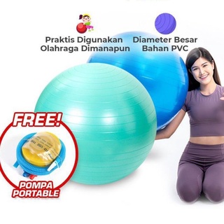 Bola Yoga Ball Gymball BESAR 65cm + Pompa Bola Senam Alat Olahraga Otot Pilates Alat Fitness