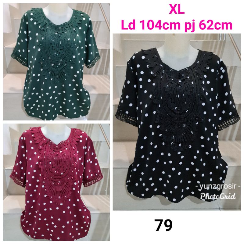 Blouse Brukat Bunga Renda Combi Brukat Impor XL-2XL-6