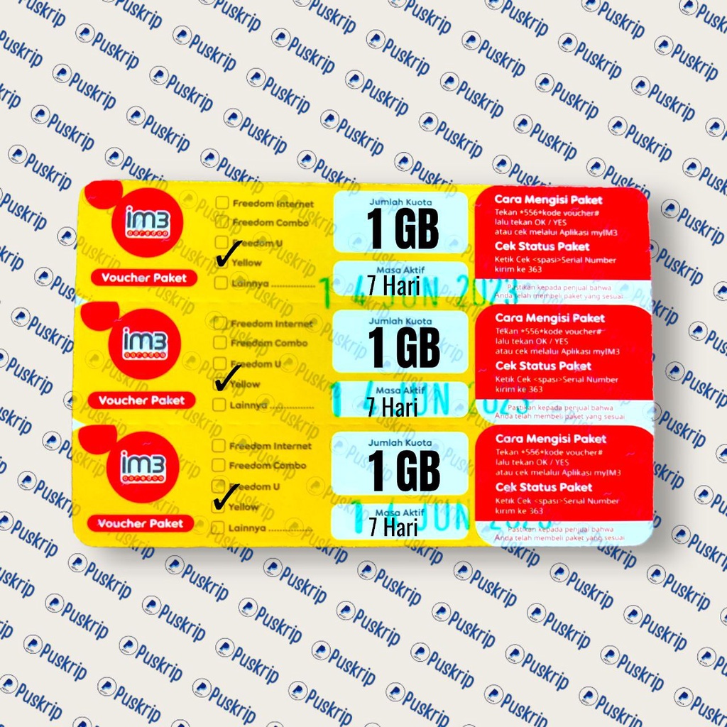 VOUCHER PAKET INTERNET INDOSAT 1 GB 7HARI VOCHER KUOTA 1GB 7 HARI