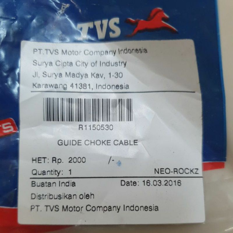 Guide Choke Cable Neo, Rockz TVS