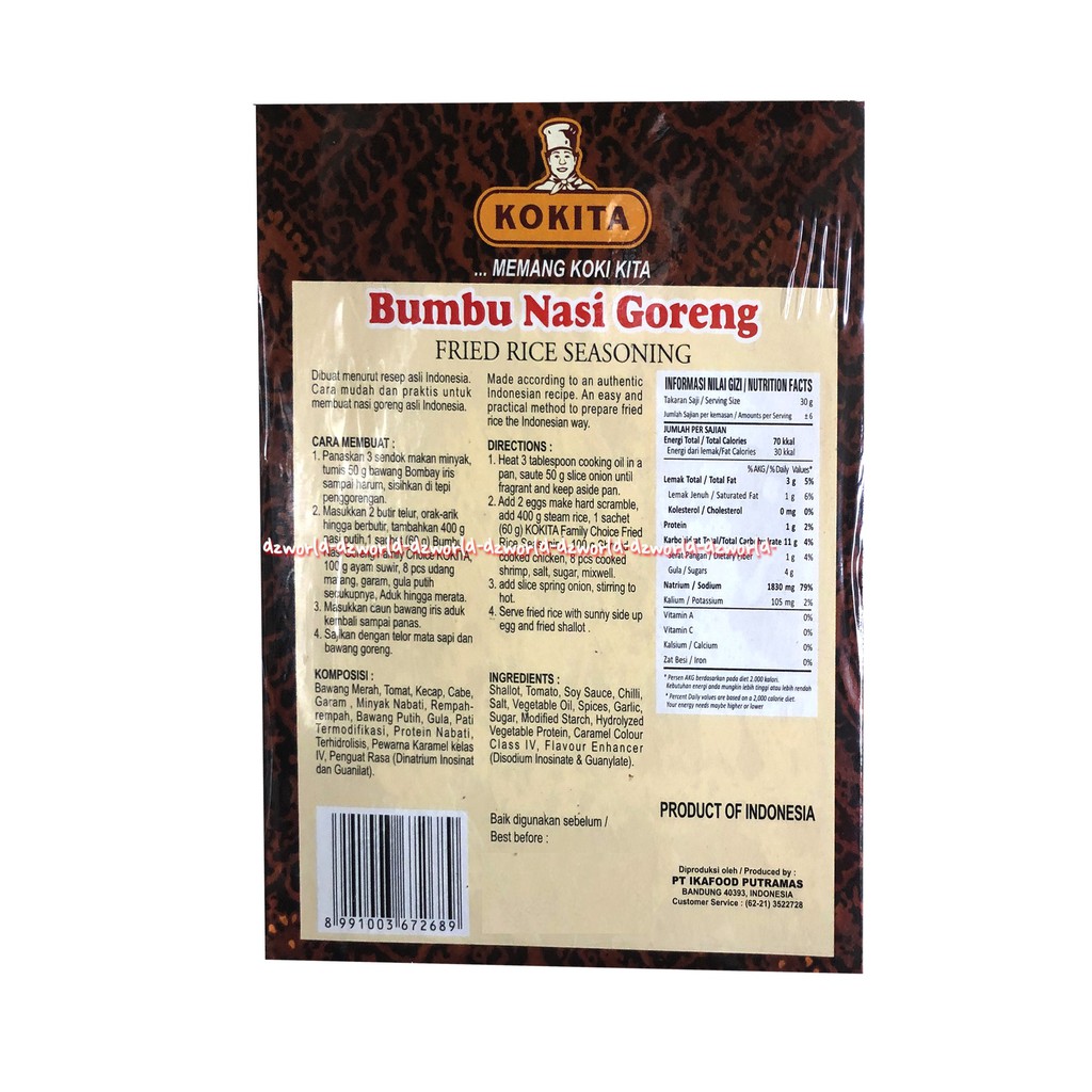Kokita Bumbu Nasi Goreng Fried Rice Seasoning Bumbu Instan Untuk Nasi Goreng 60gr