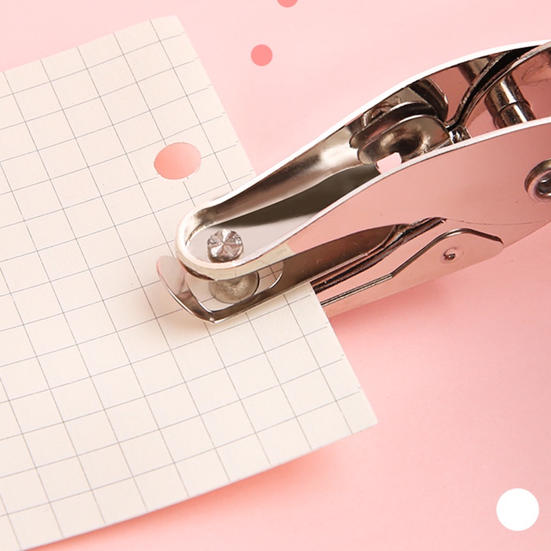 Metal Single Hole Punch Plier with Loose-leaf Ring Mini Handheld Paper Punching Machine