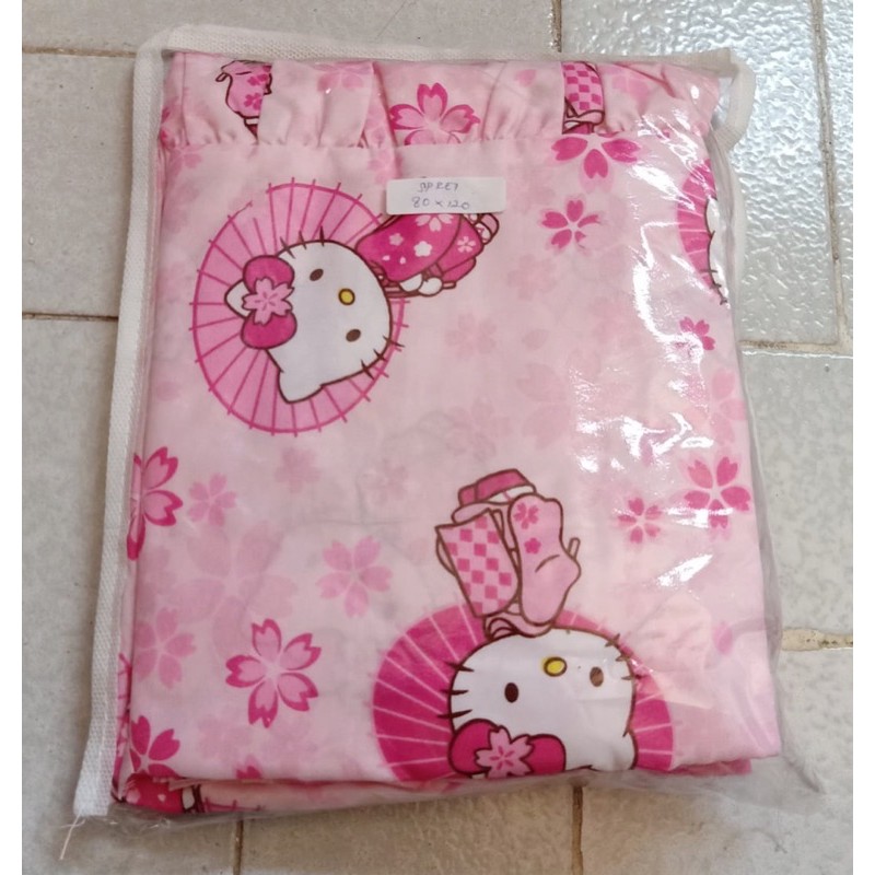 Sprei sarung bantal guling set bayi karet samping katun halus motif kartun